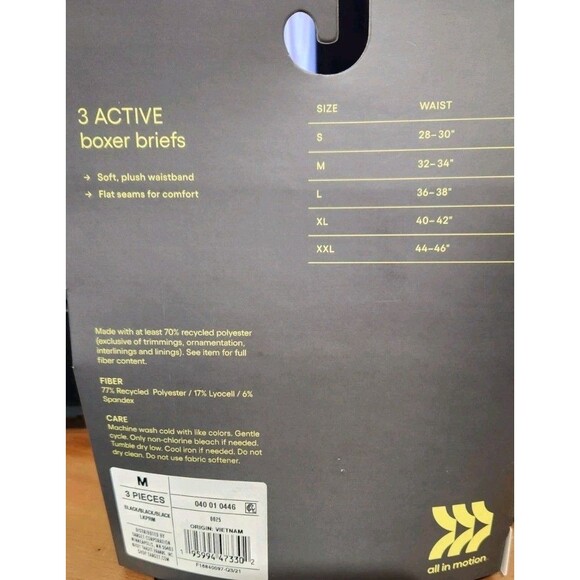 NWT All In Motion Mens Size M 32/34 Active Boxer Briefs Pack Of 3 Jersey Knit - Picture 3 of 5